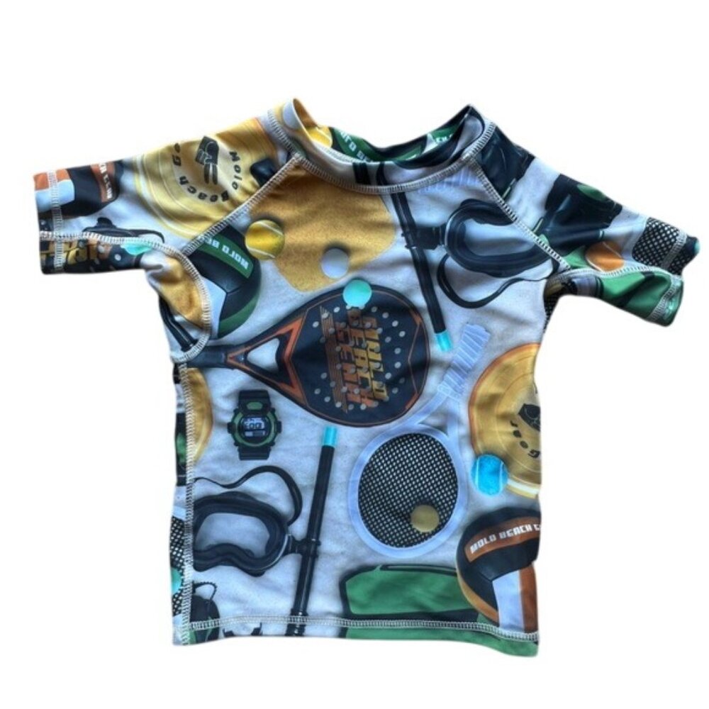 Molo Kids Rashguard in White, Green, Yellow, Black, Blue Size 6